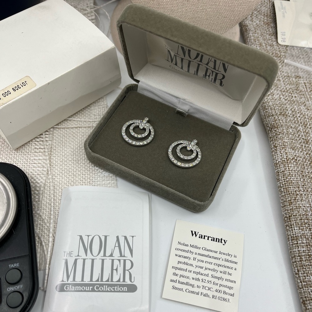 Nolan Miller Glamour Collection Pave Triple Circle Earrings w/ Box and Cert - Picture 3 of 17